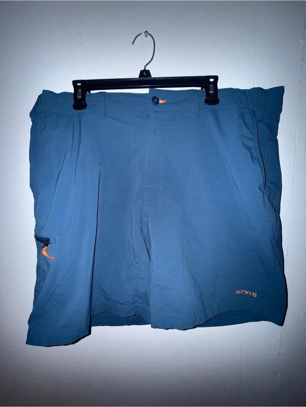 Orvis Men's Slate Blue Performance Hybrid Shorts with Orange Accents